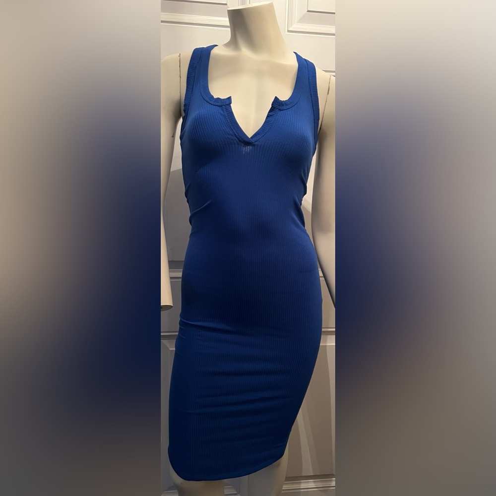 Chic Blue Sleeveless Mini Dress